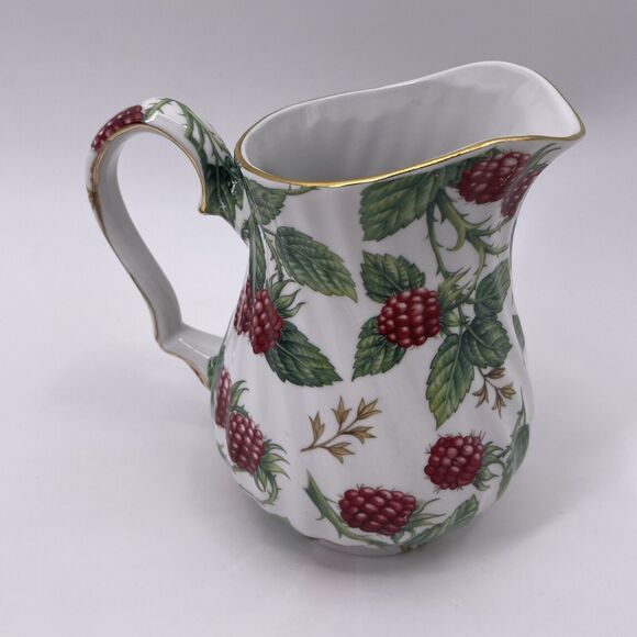 Raspberry Chintz Pitcher A Special Place 2003 Swirl White Porcelain Chintzware - Picture 10 of 11